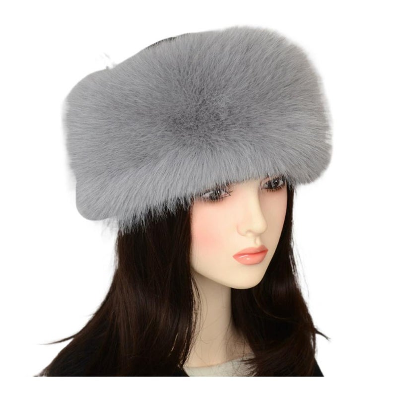 Elastic faux fur fox hairnet, trendy black Mongolian visor hat, women's fur headband hair accessory
